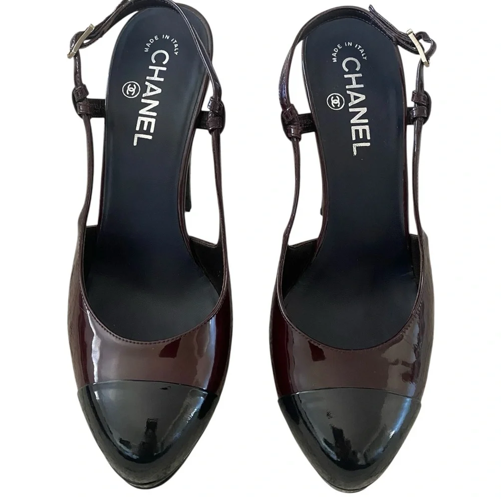 CHANEL Women's Black and Dark Brown Heels